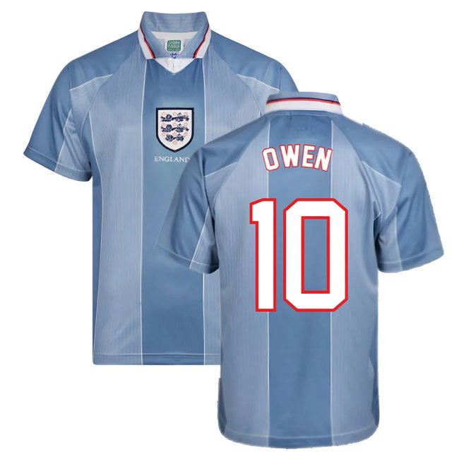 Score Draw England 1996 Away Euro Championship Retro Football Shirt (OWEN 10)-SoccerKits Hub | Buy Soccer Jerseys Online